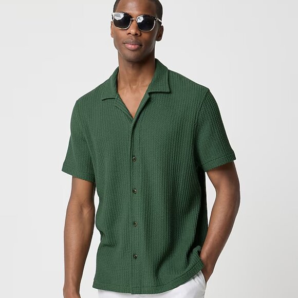 J Crew Men's Short-sleeve textured camp shirt Large Sanctuary Color - Picture 1 of 6
